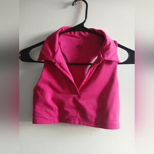ALO Yoga Vibrant Pink Collared Crop Top